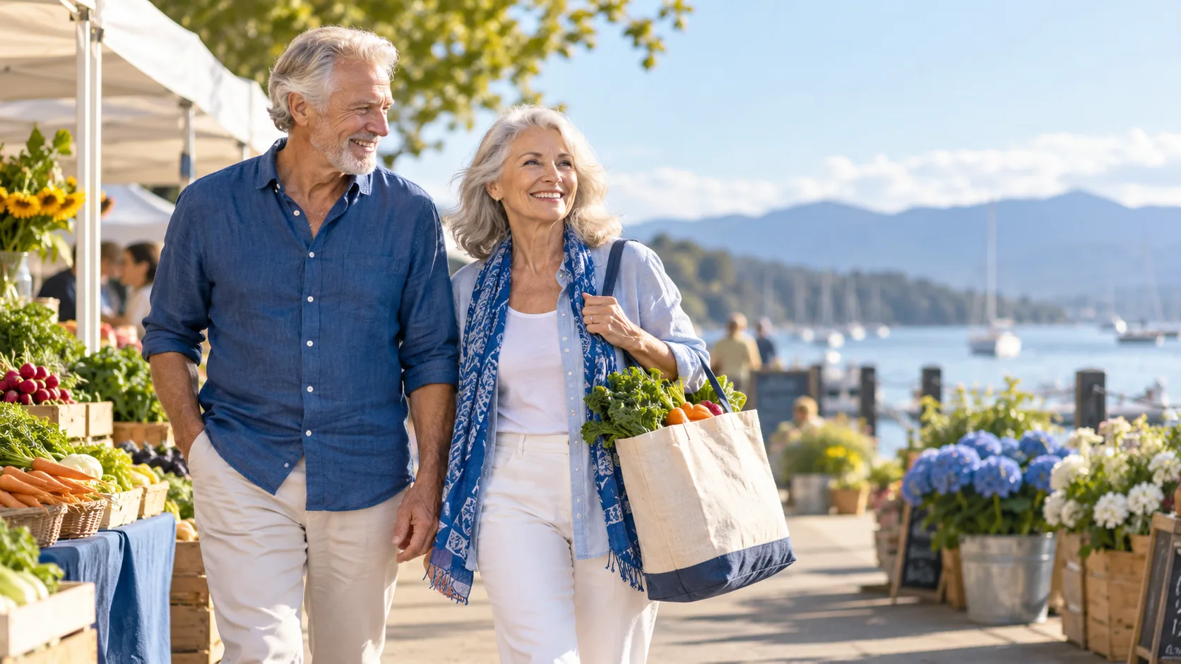 Senior couple enjoying an active day